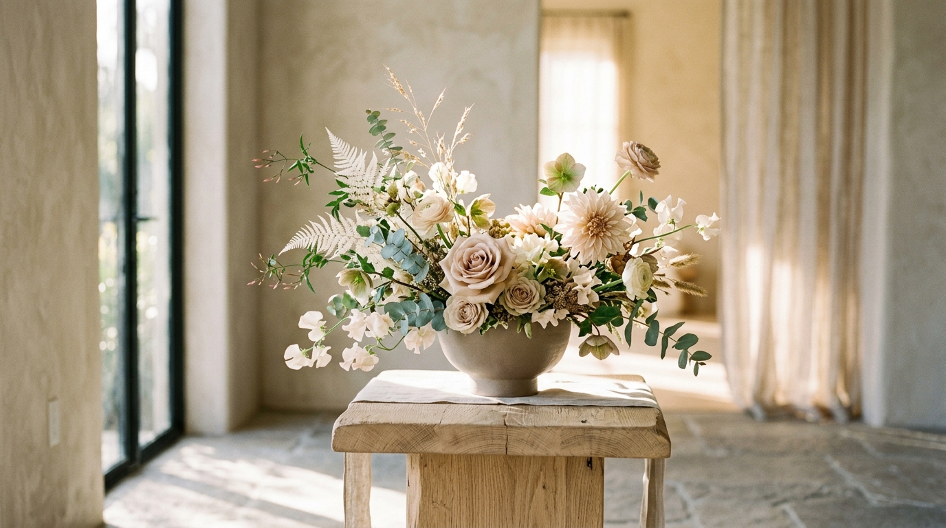 Premium sculptural floral arrangement curated by Cayden Bay