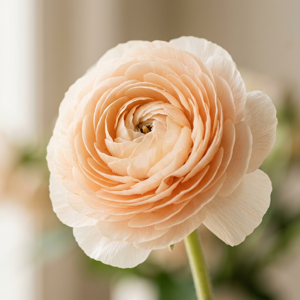 Macro detail of ranunculus flower petal texture
